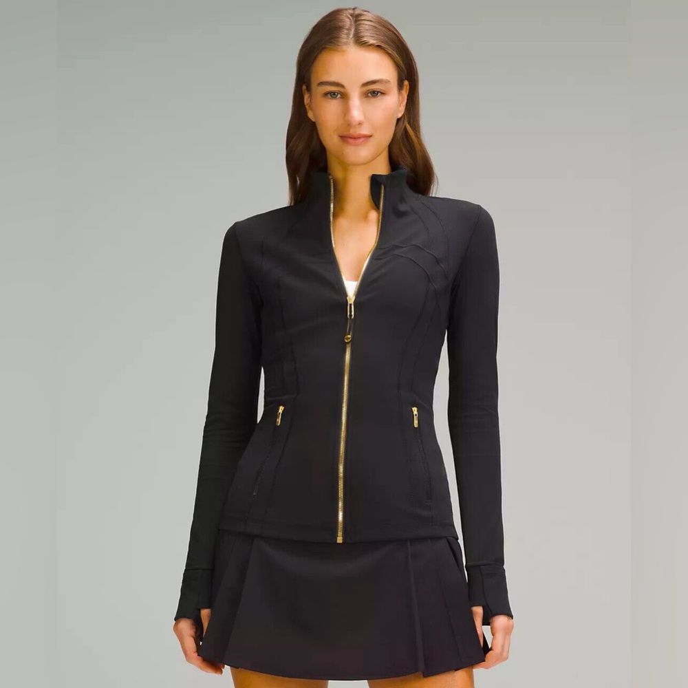 LULULEMON NEW DEFINE JACKET LUON IN BLACK AND GOLD SIZE 8